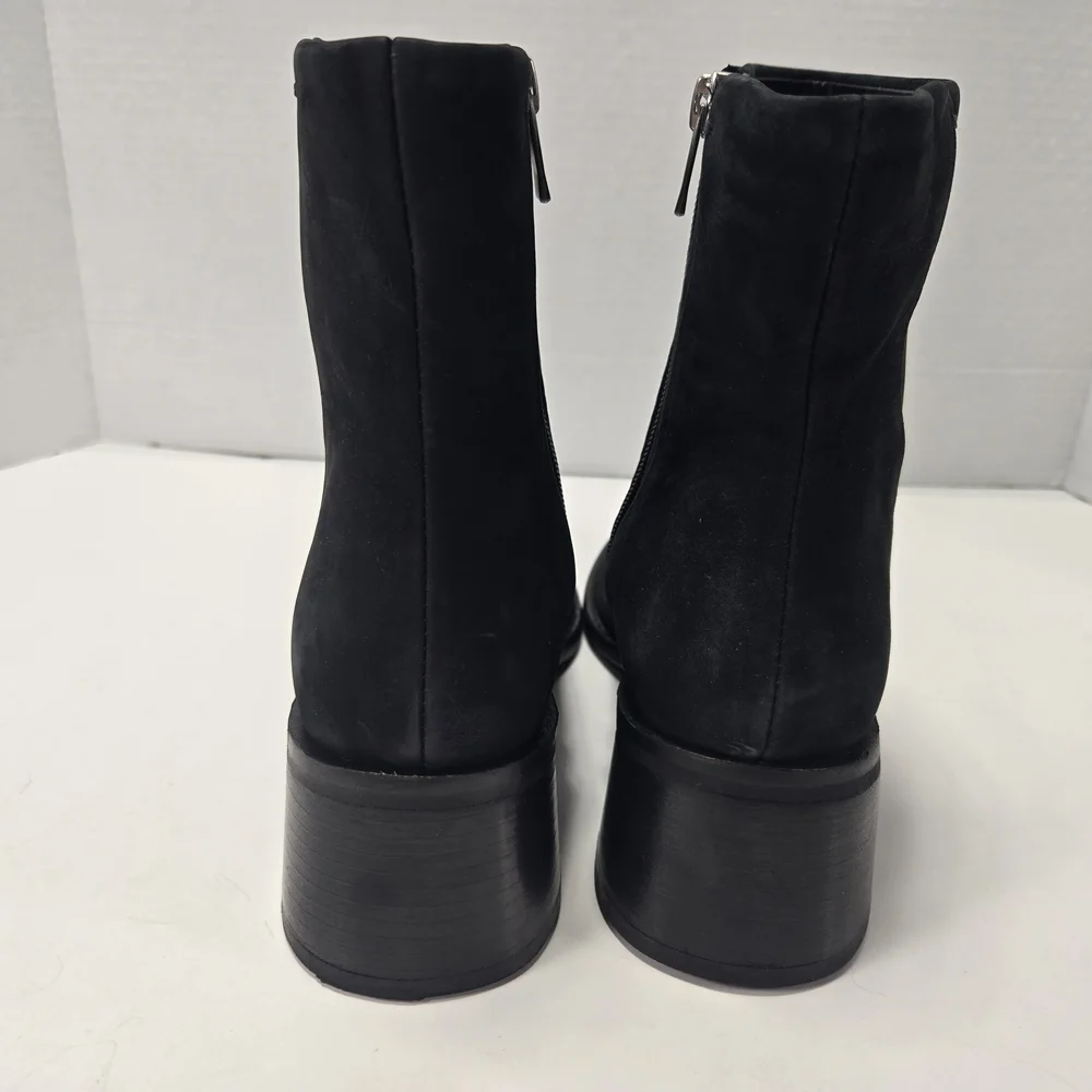 Lucky Brand Women's Caddier Black Block Heel Ankle Booties Boots Size 7.5 7 1/2